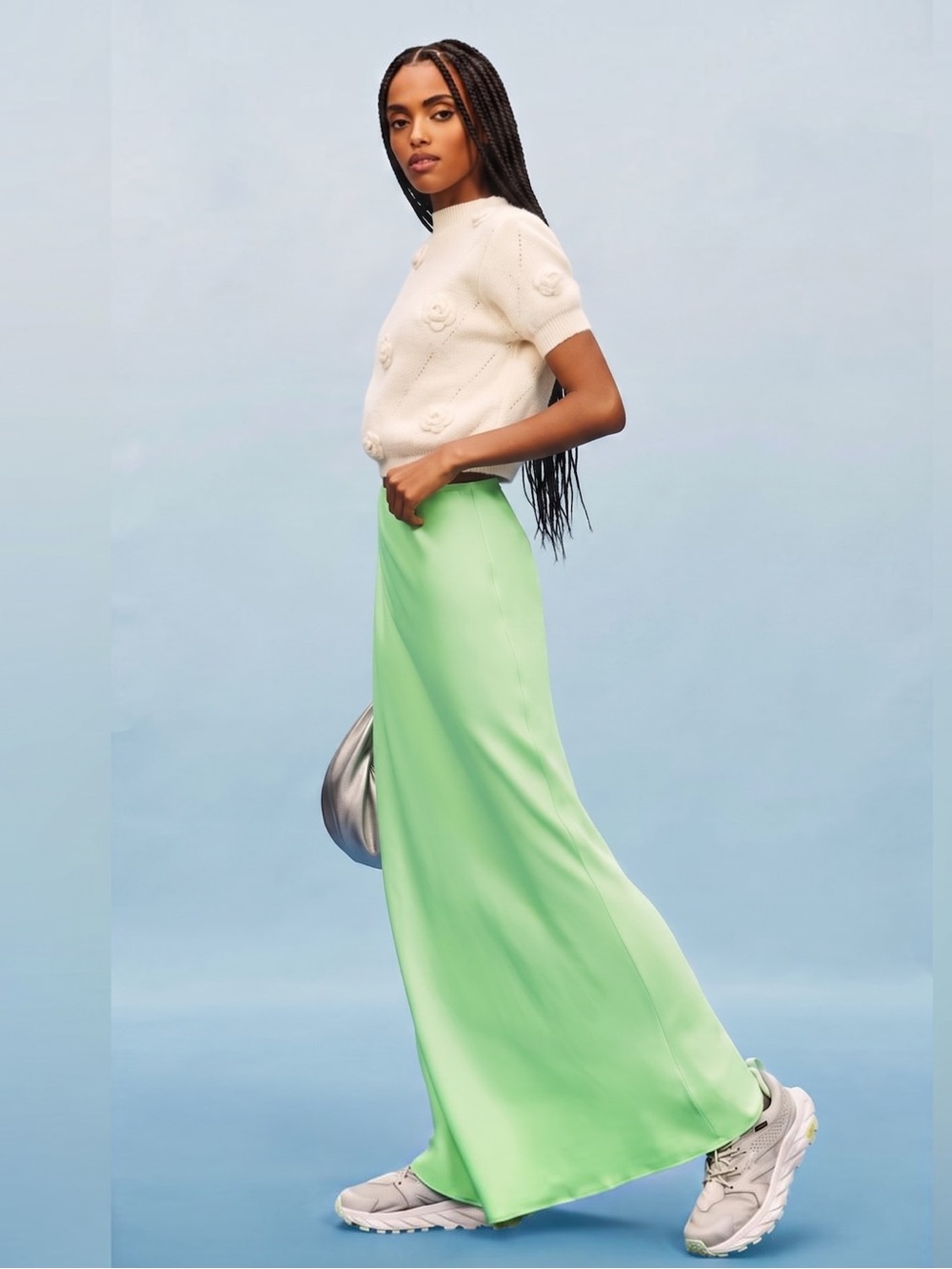 Anthropologie Tilda Maxi Slip Skirt Mint